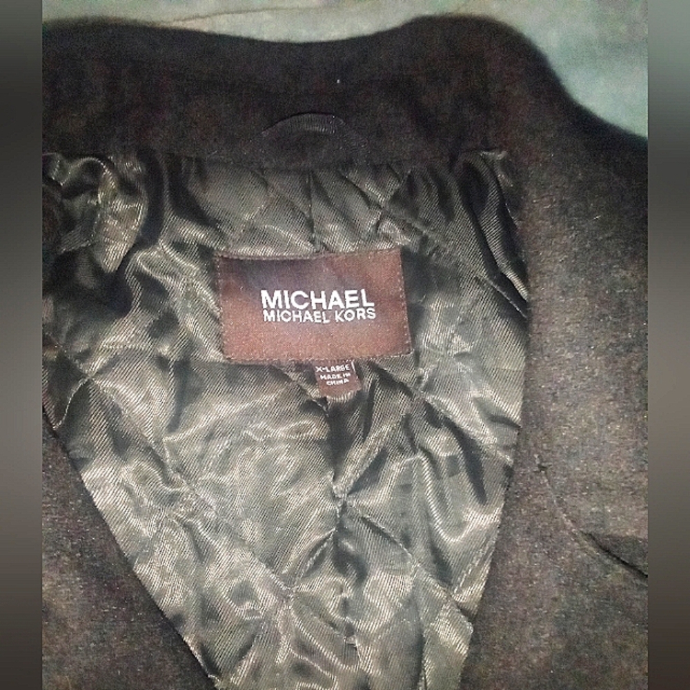 Michael Kors XLarge Mens Black wool blend pea-coat